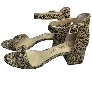 Sole Society Cheetah Print Block Heel Sandals Size 10